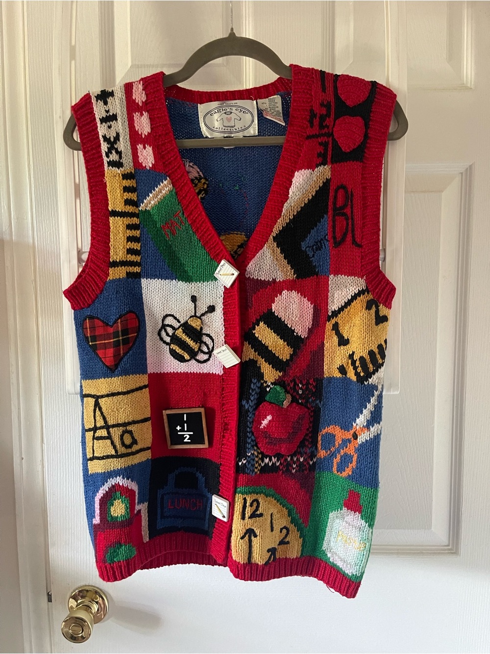 VTG 1995 Eagle's Eye Teacher Collectible Vest Small School Days Apple Chalkboard
